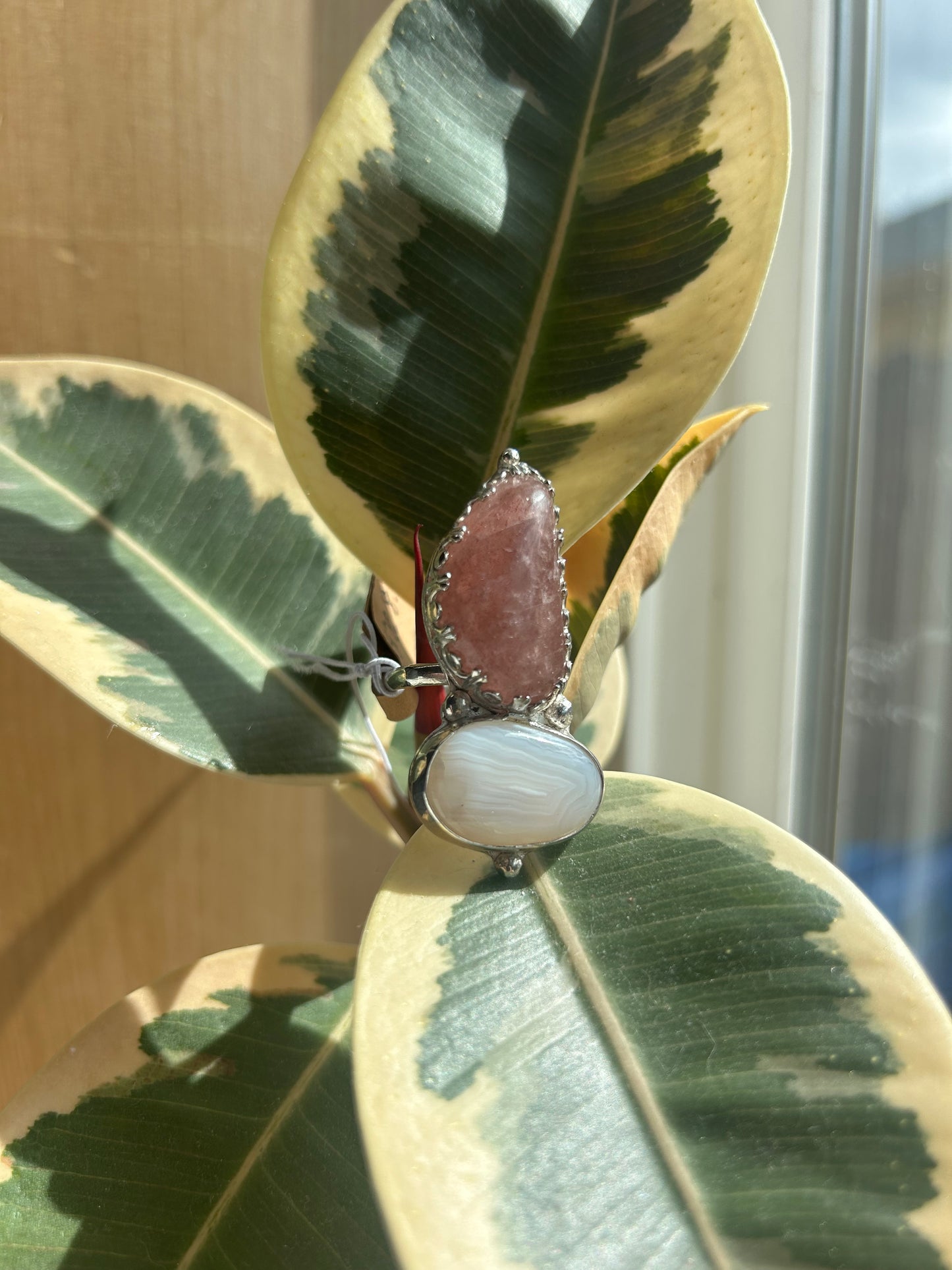Strawberry Quartz & Willamette River Agate Ring