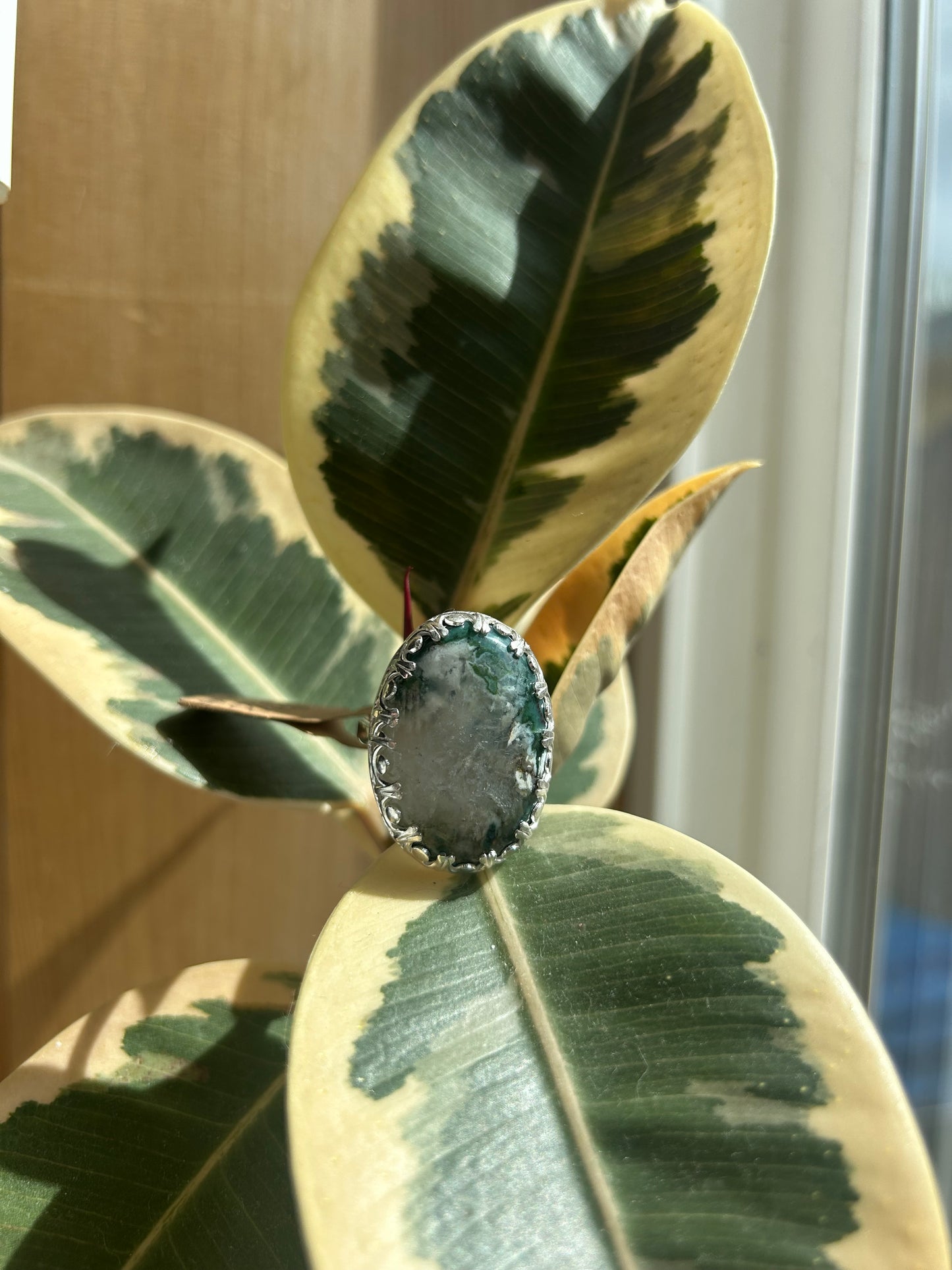 Bedazzle Blue Seam Agate Ring