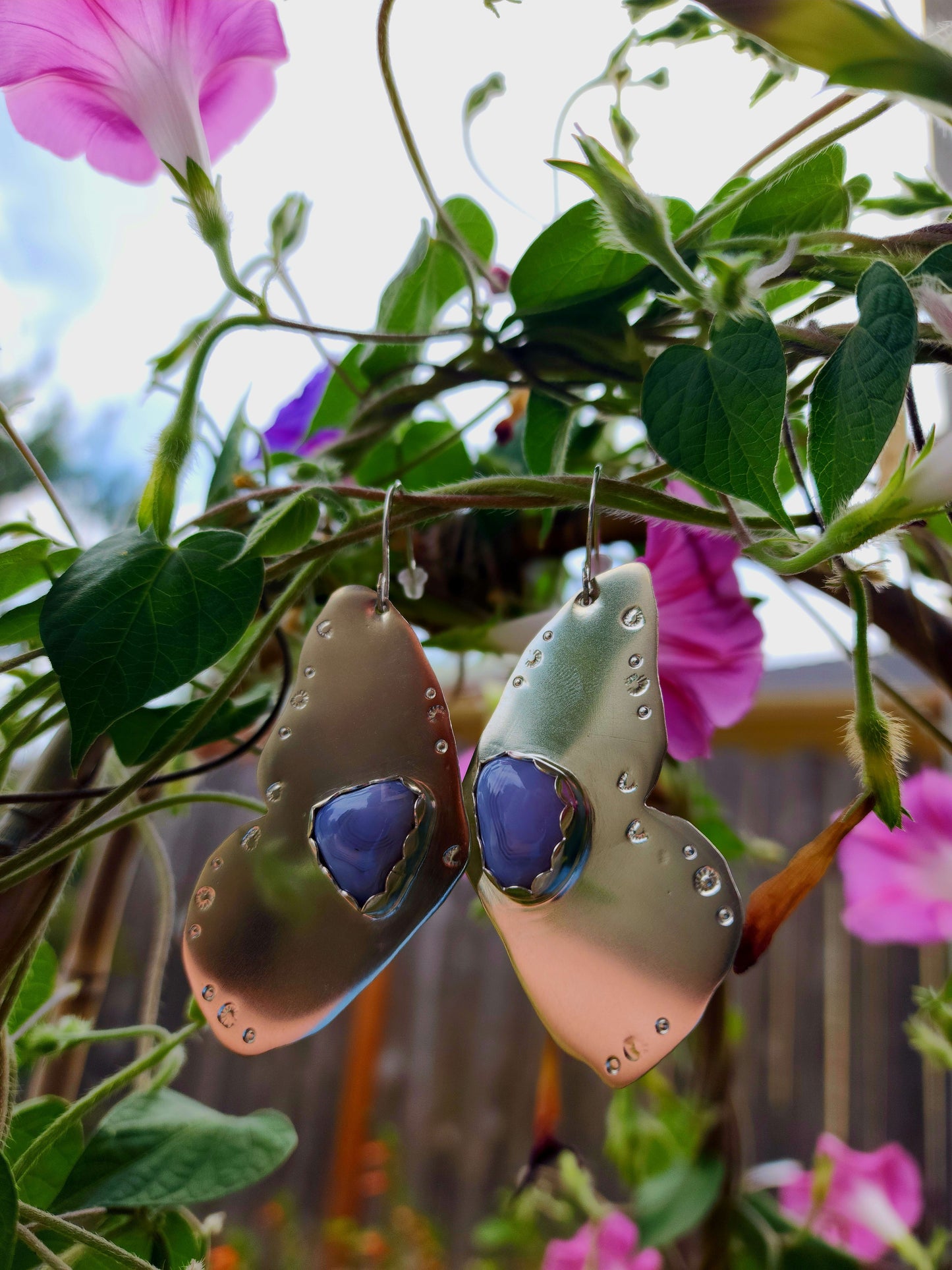 Purple Agate Butterfly Earrings