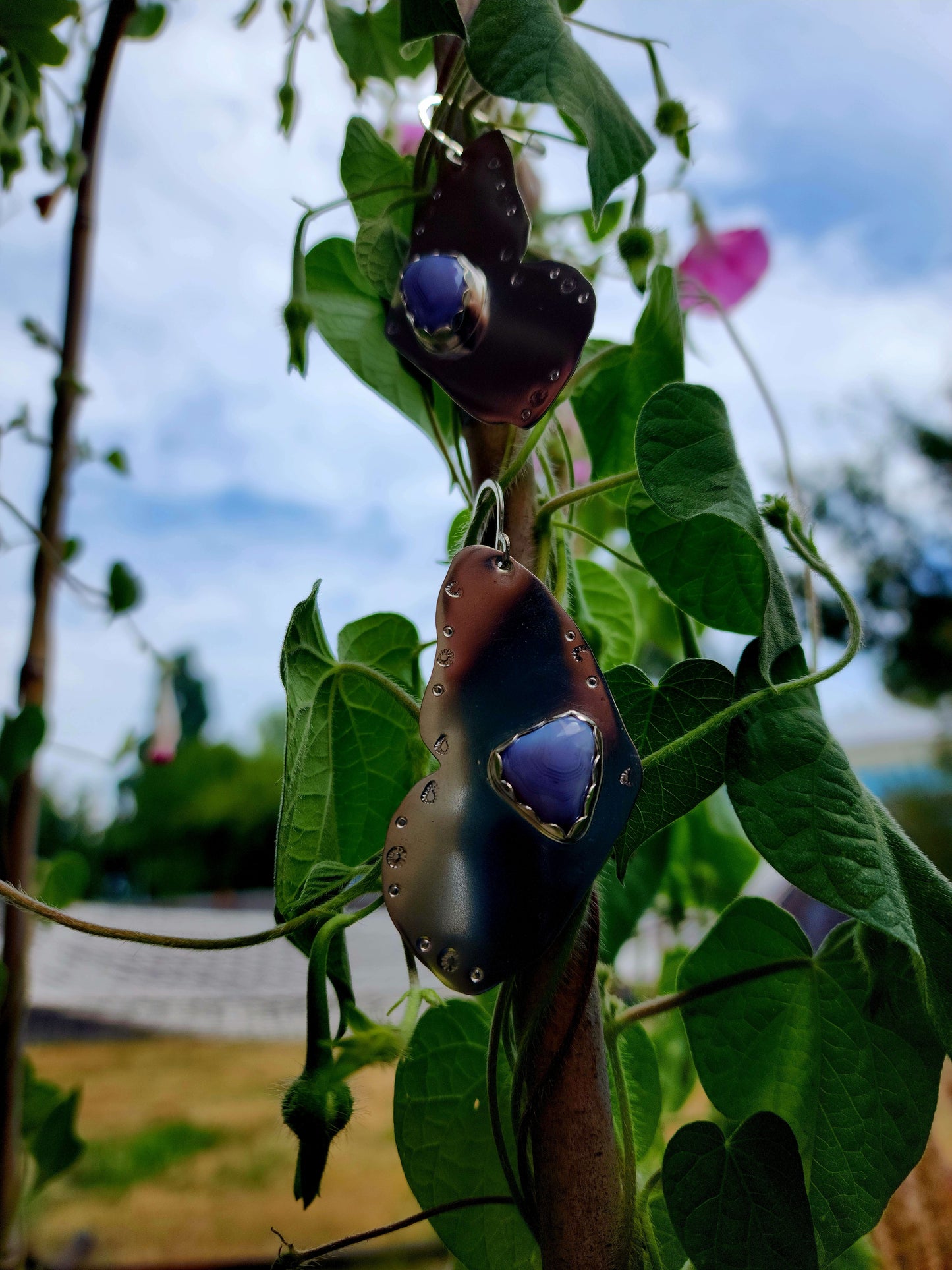 Purple Agate Butterfly Earrings