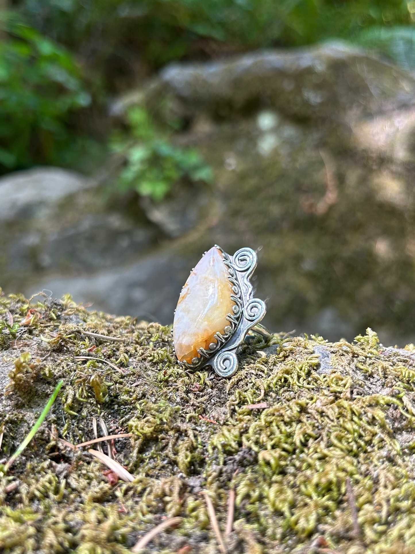 Carnelian Agate Spiral Ring