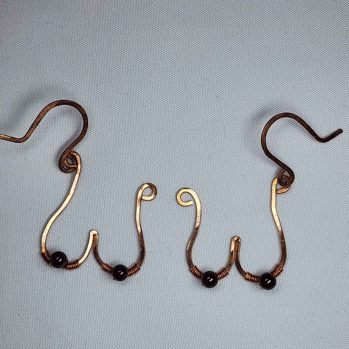 Copper Boob Earrings + Garnet Nipples