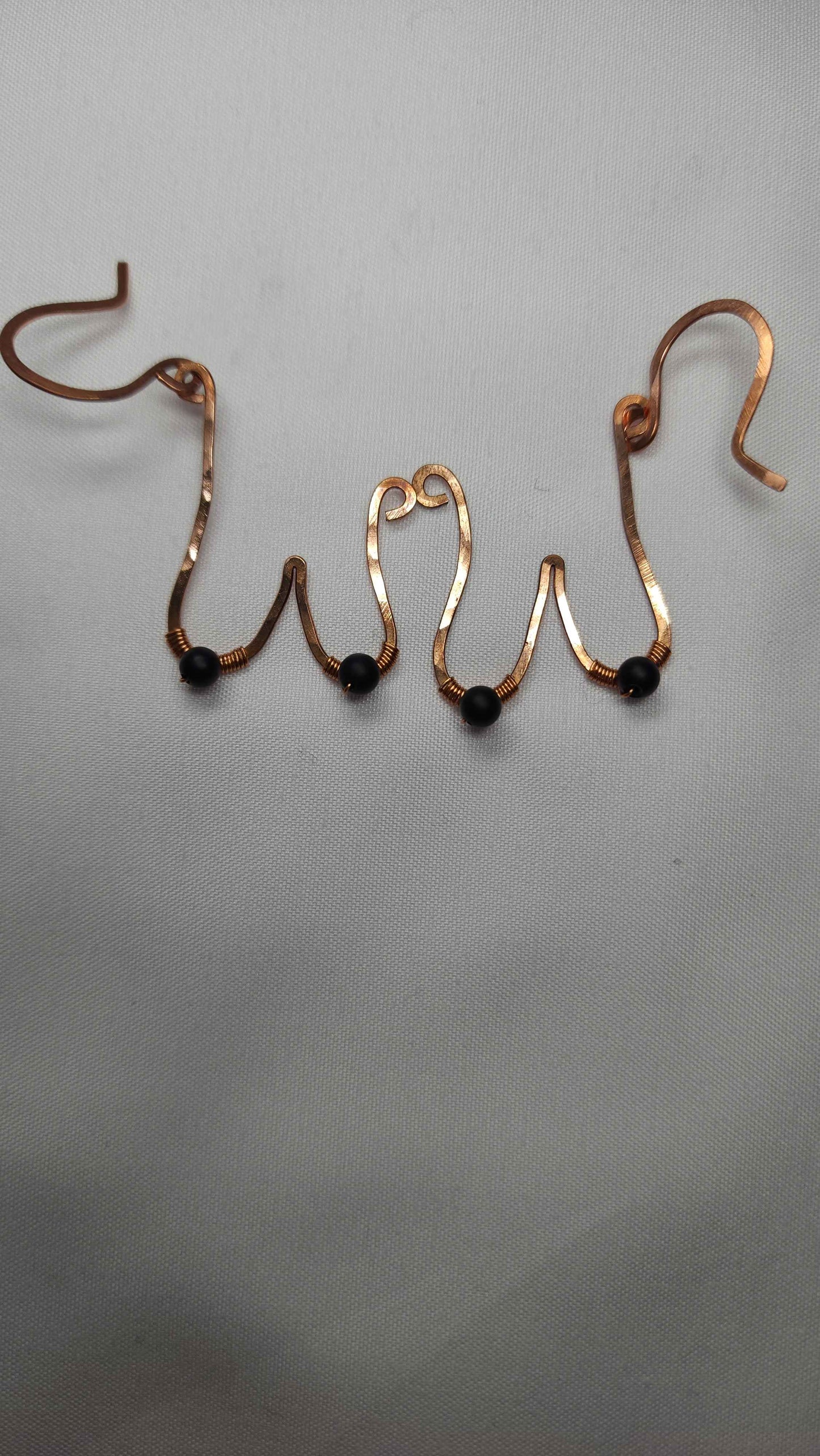 Copper Boob Earrings + Black Onyx Nipples