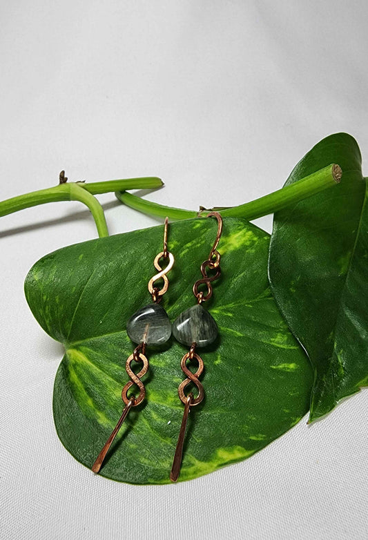 Moss Agate Copper Earrings