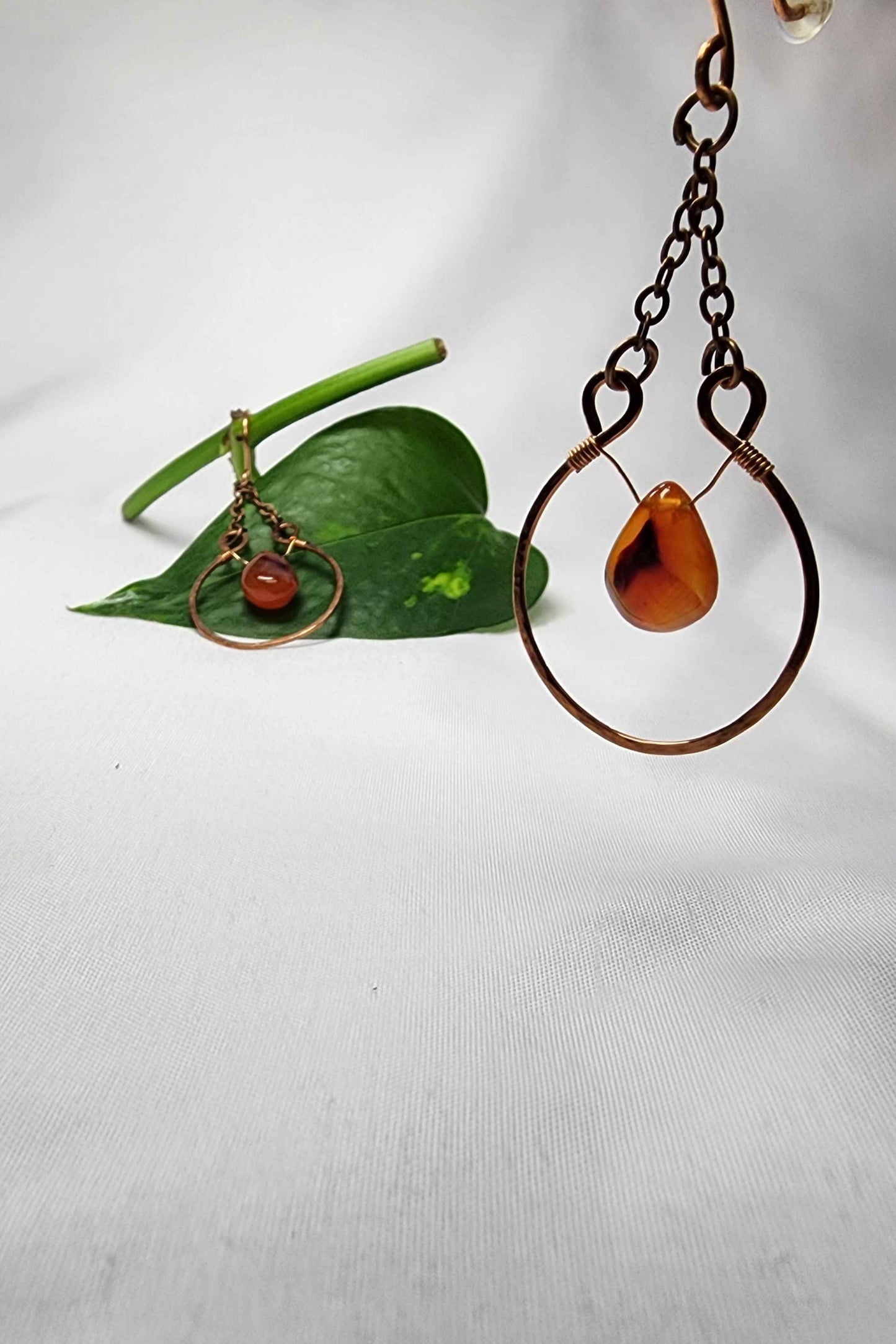 Carnelian Copper Horseshoe Earrings