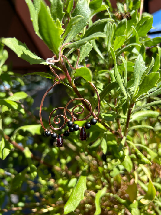 Garnet & Matte Onyx Spirals