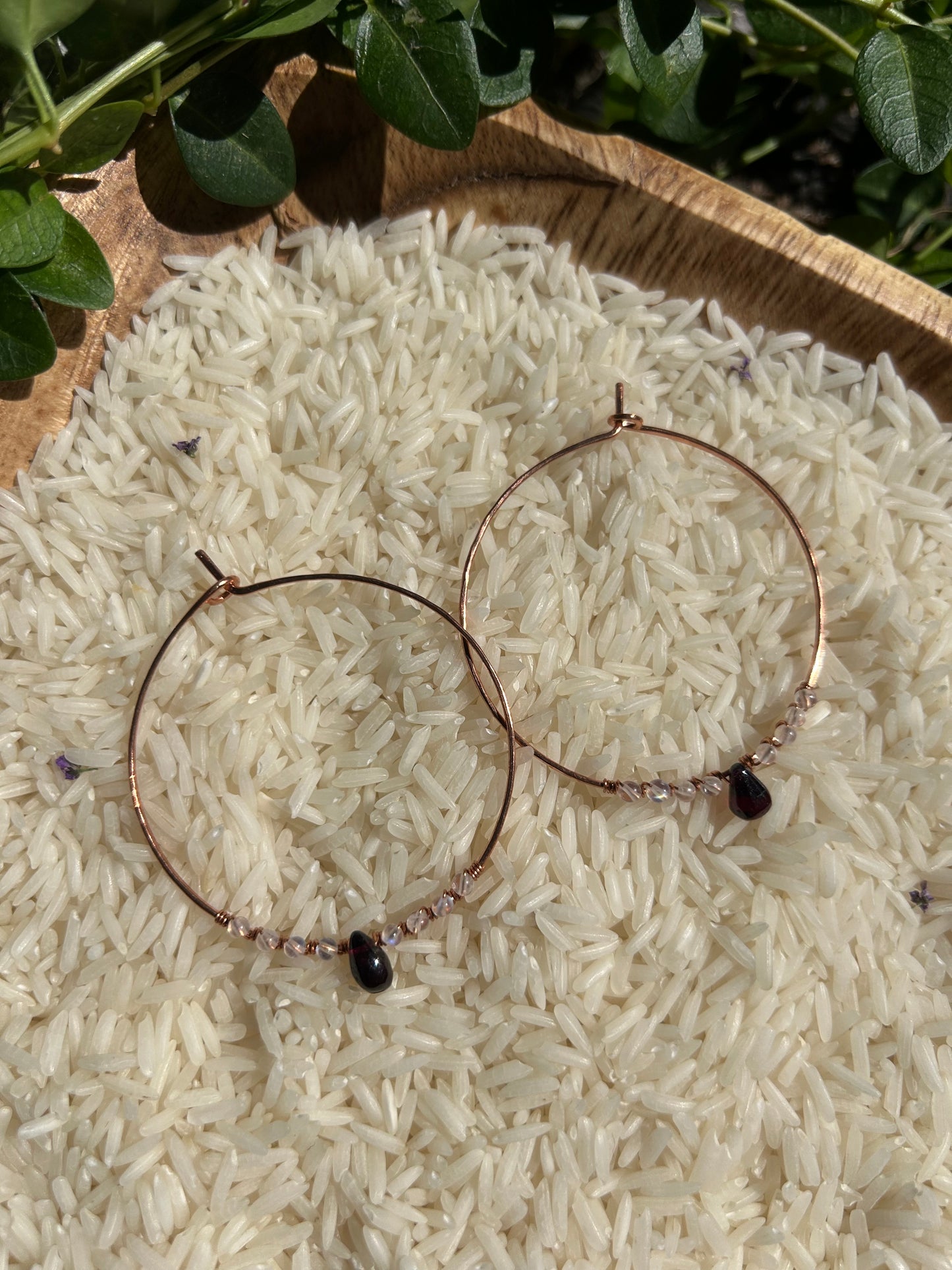 Garnet & Moonstone Hoops