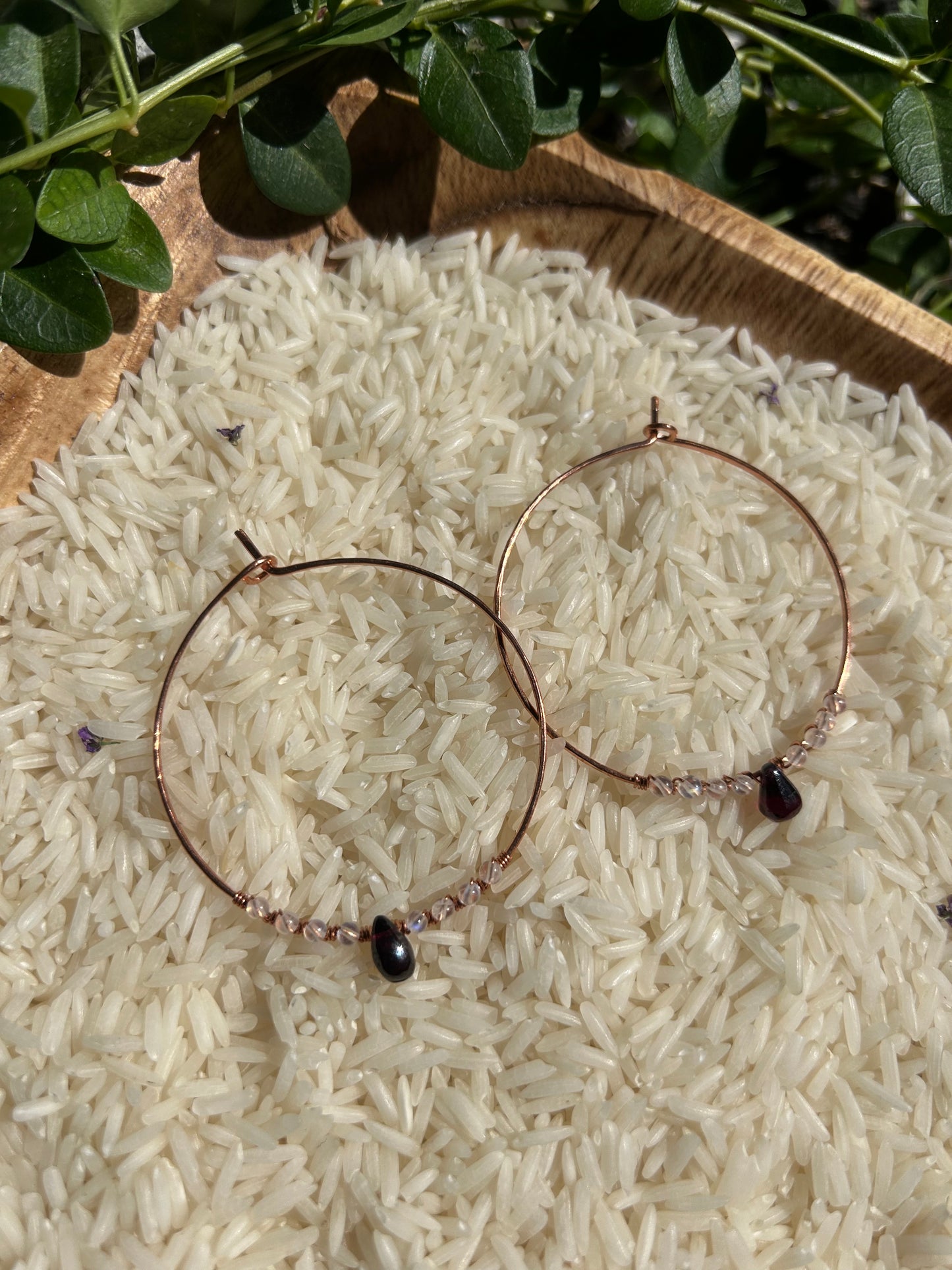 Garnet & Moonstone Hoops