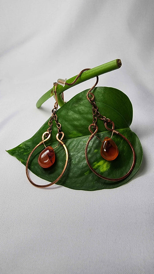 Carnelian Copper Horseshoe Earrings