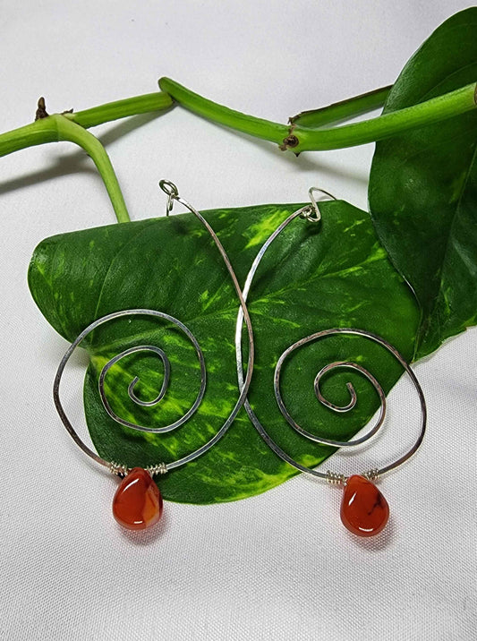 Carnelian Silver Spirals