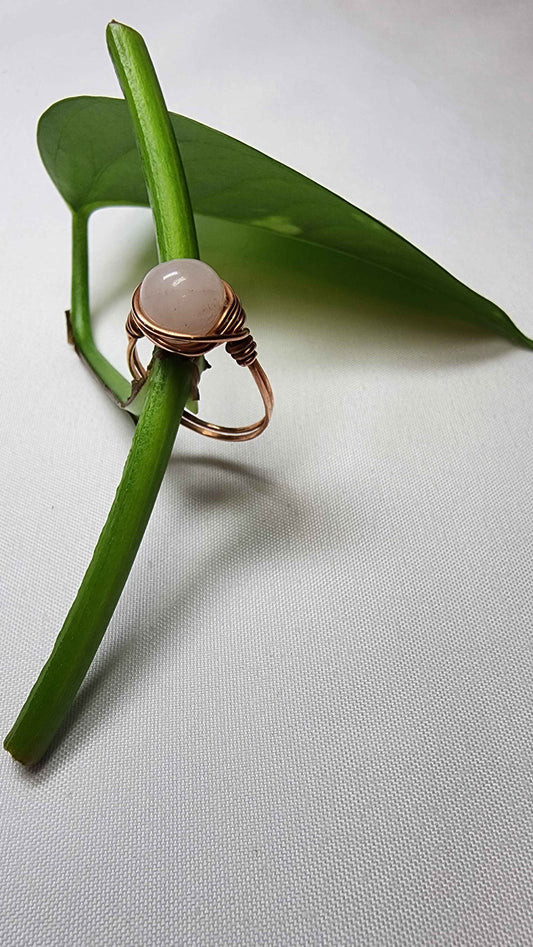 Rose Quartz + Copper Ring