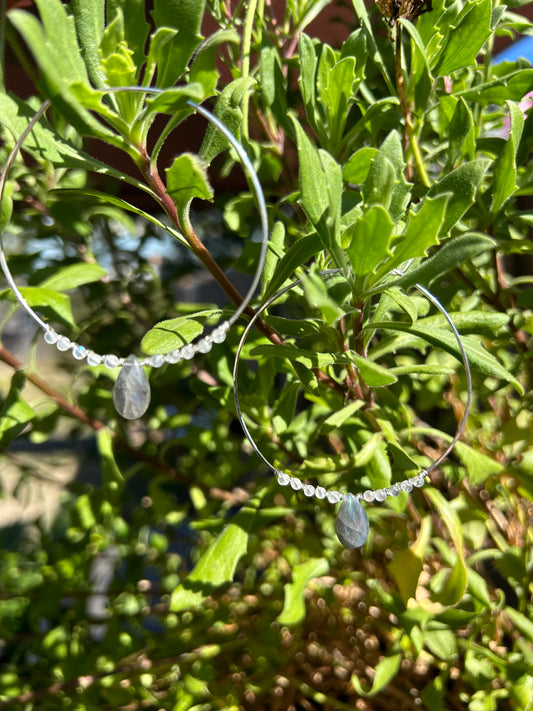 Labradorite & Moonstone Hoops