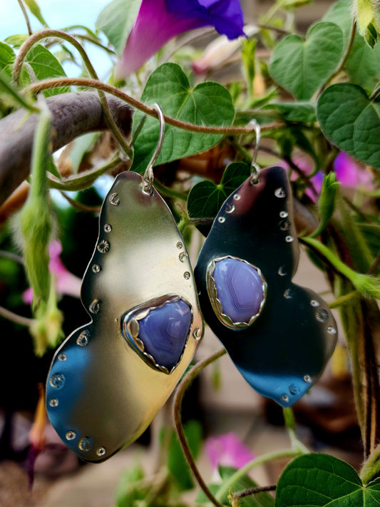Purple Agate Butterfly Earrings