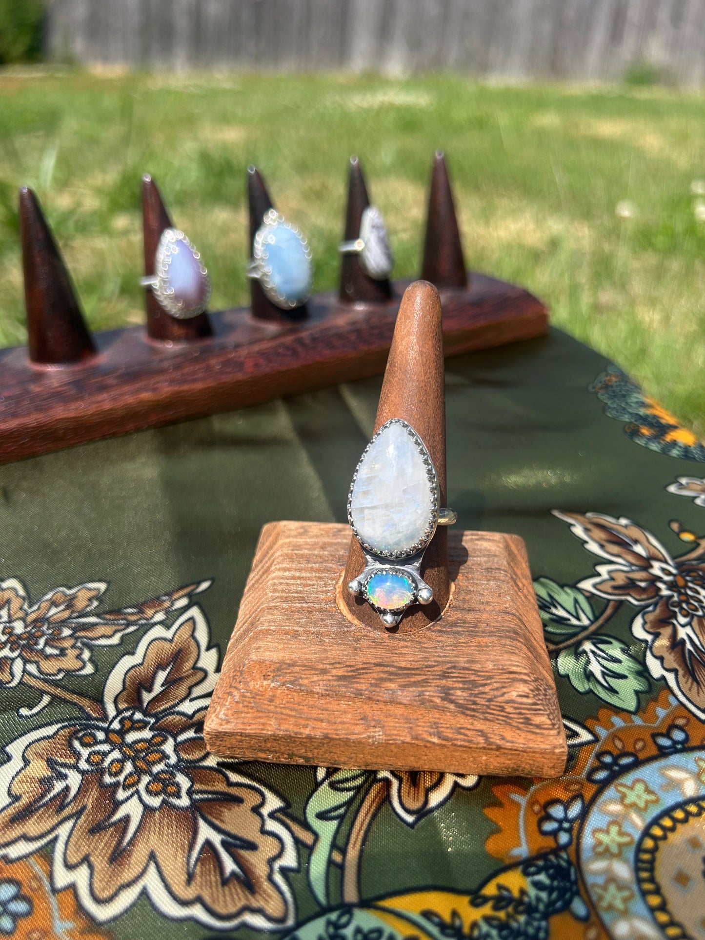 Moonstone and Opal Ring