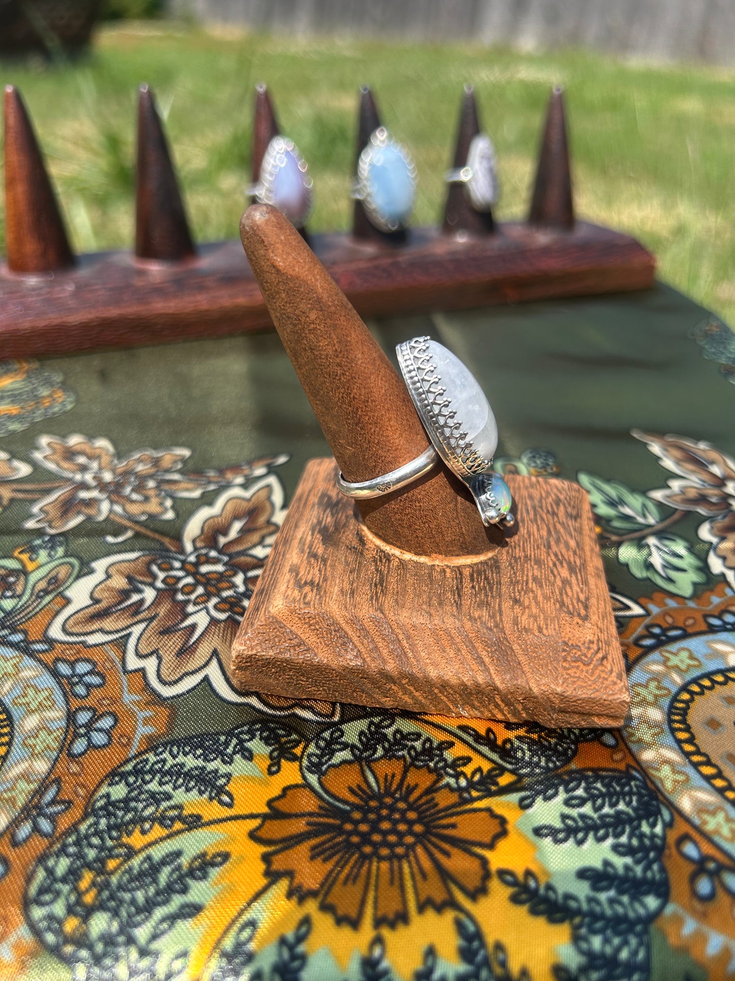 Moonstone and Opal Ring