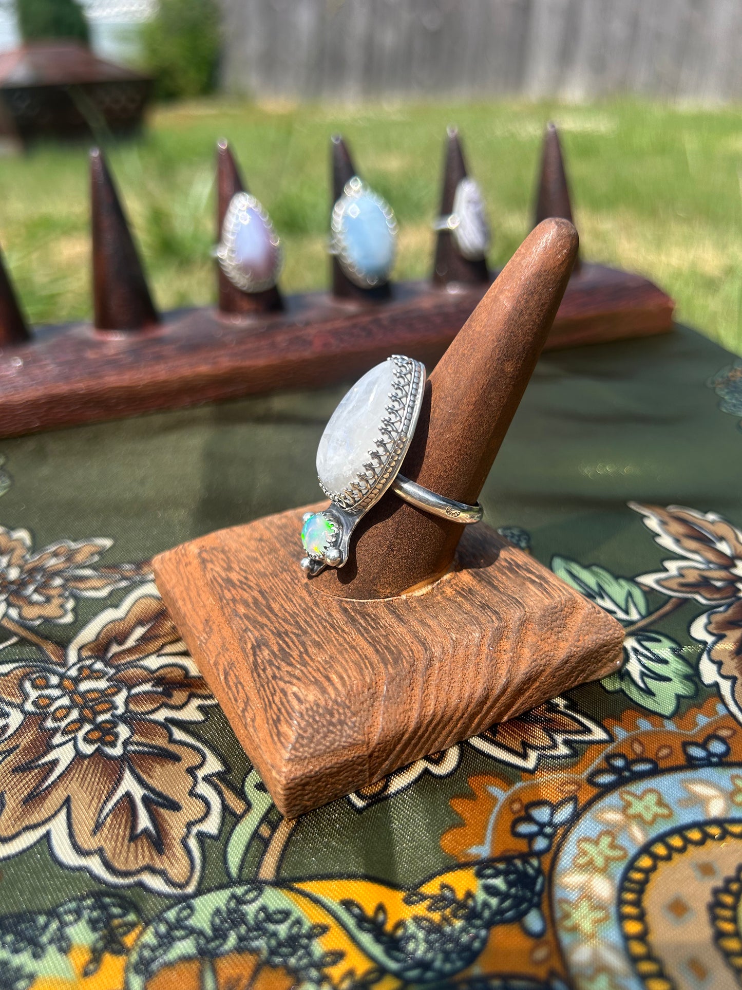 Moonstone and Opal Ring
