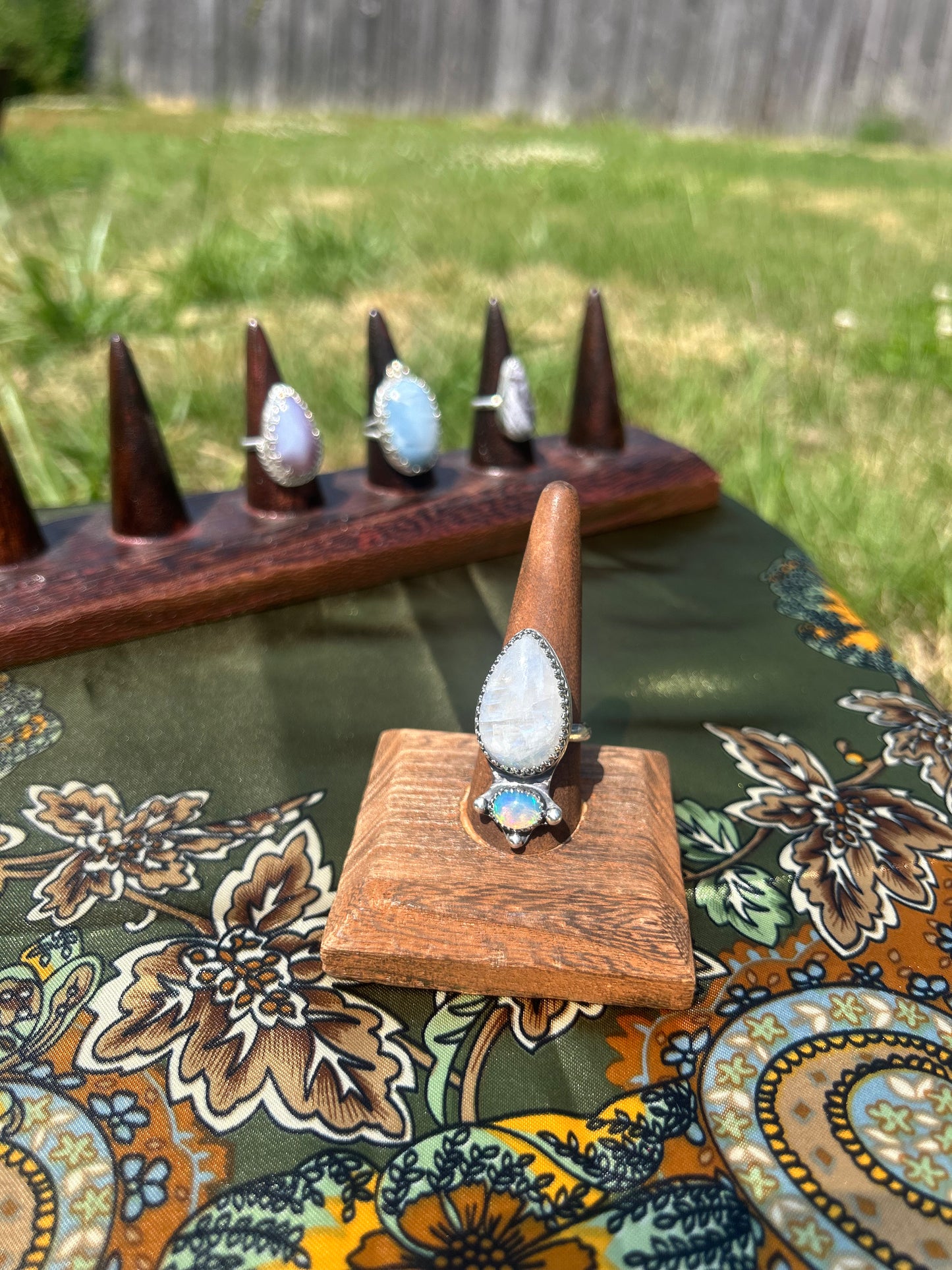 Moonstone and Opal Ring