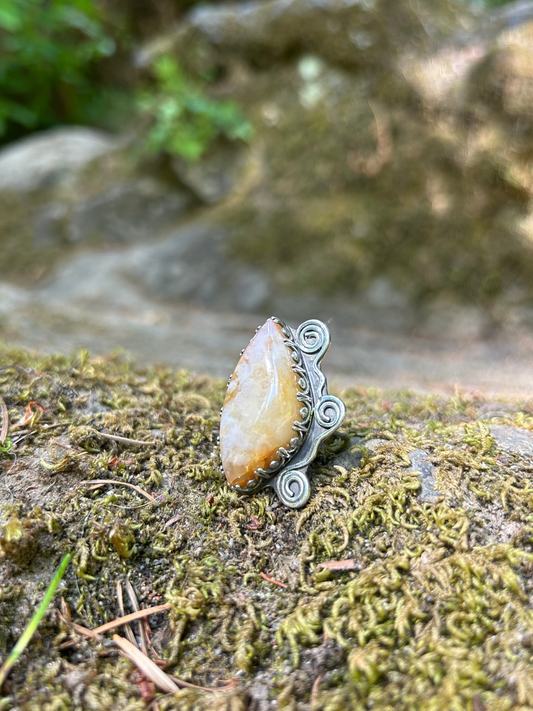 Carnelian Agate Spiral Ring