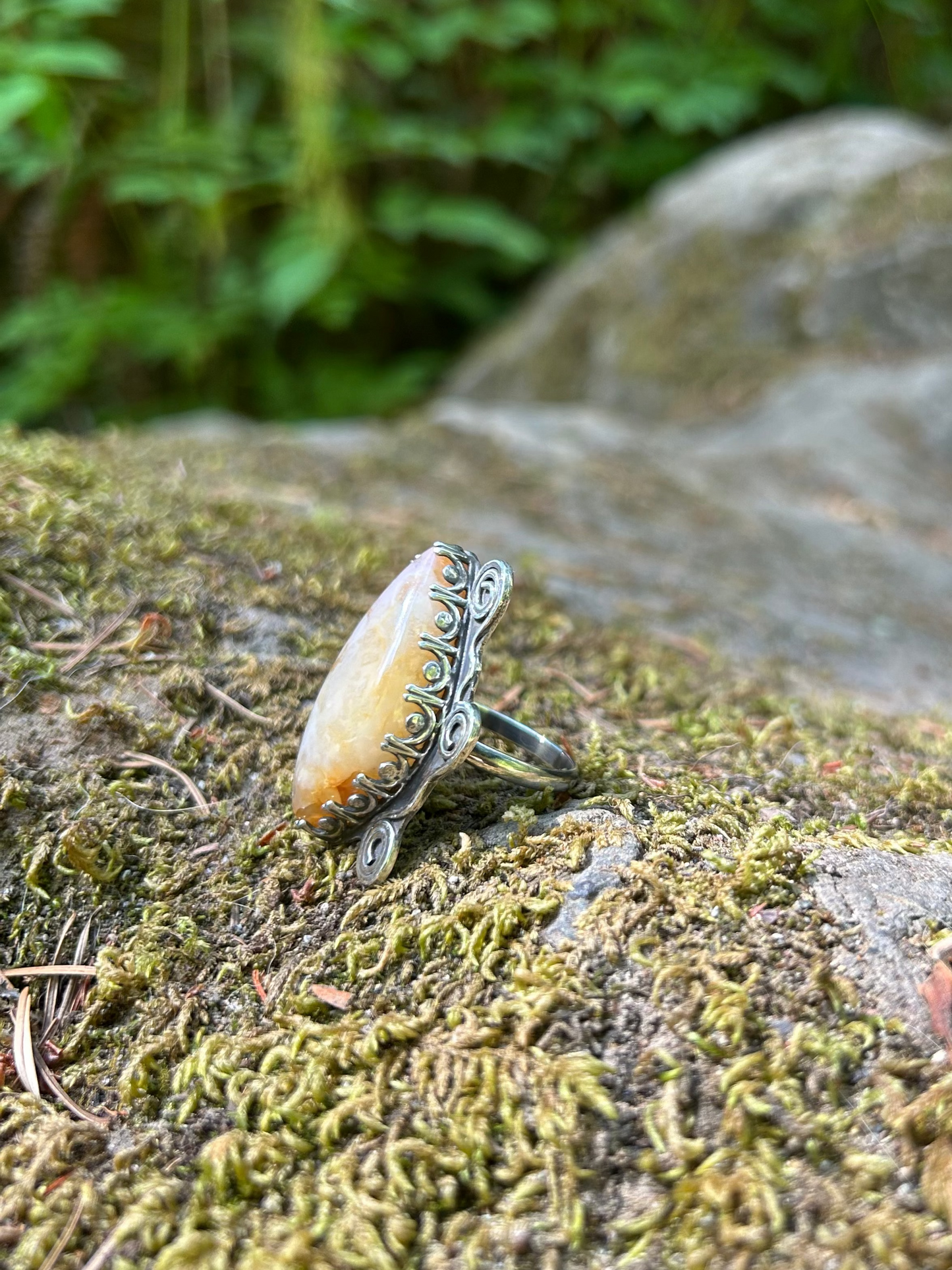 Carnelian Agate Spiral Ring