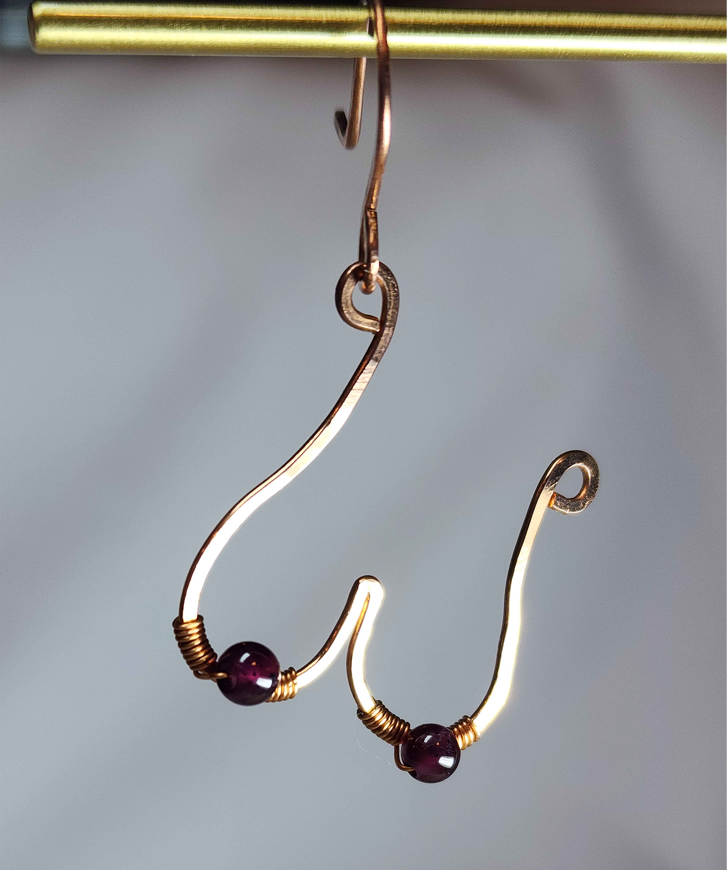 Copper Boob Earrings + Garnet Nipples