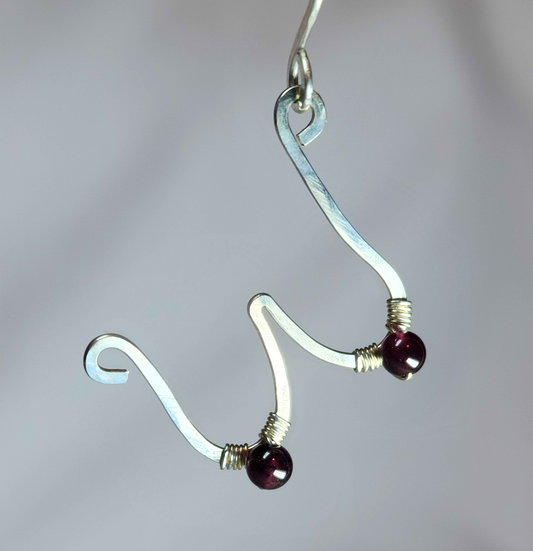 Sterling Silver Boob Earring + Garnet Nipple