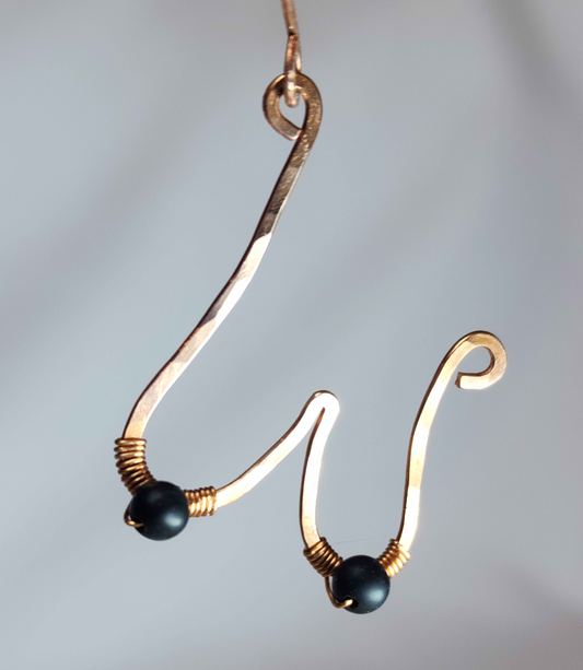 Copper Boob Earrings + Black Onyx Nipples