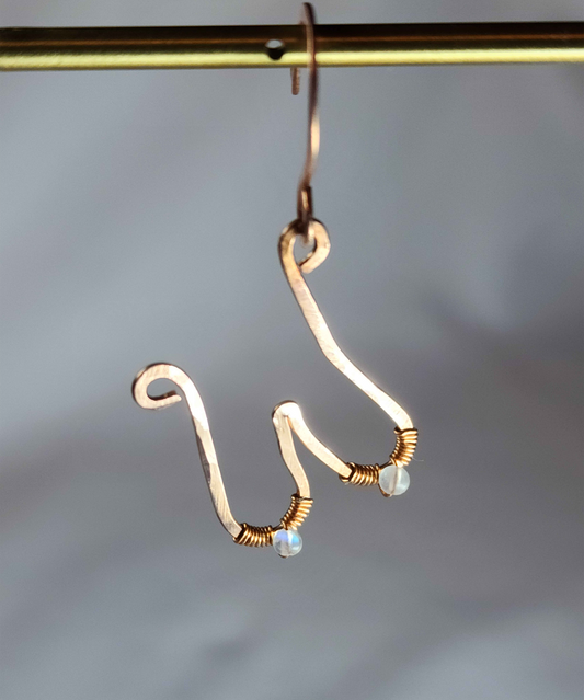 Copper Boob Earrings + Moonstone Nipples