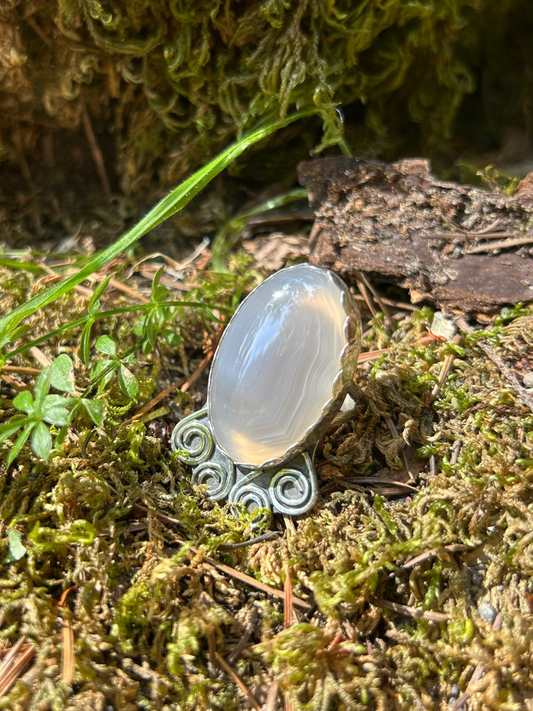 Clear Agate Spiral Ring